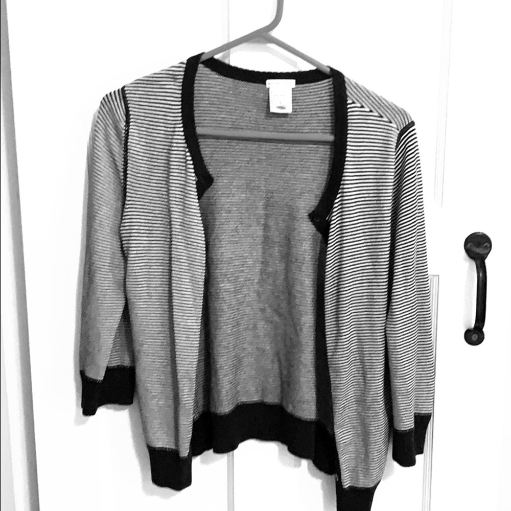Black and White striped stretchy cardigan